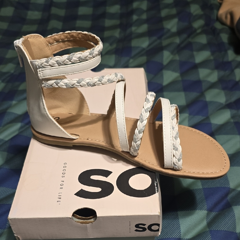 SO Women's Cream Braided Sandals